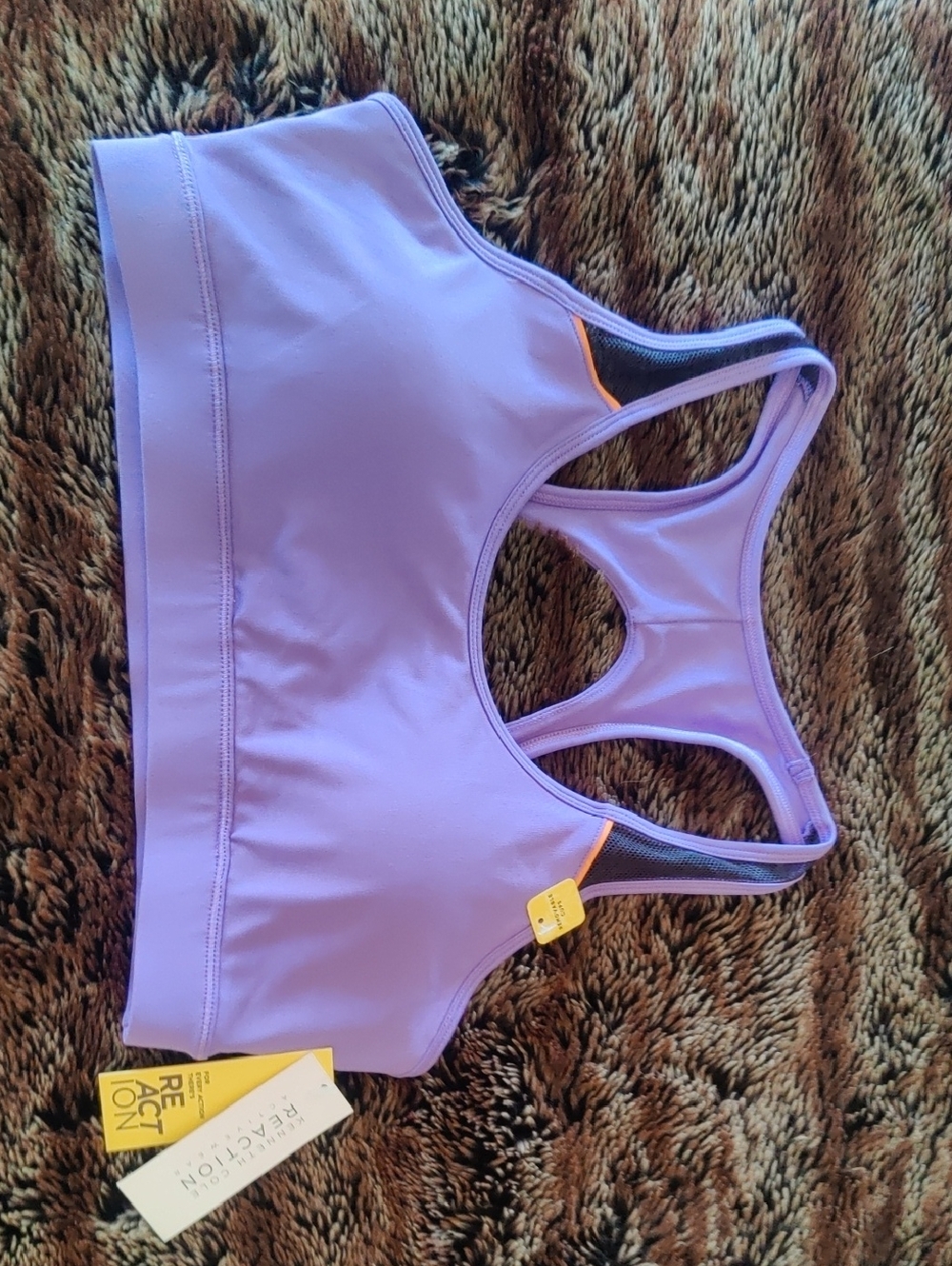 Kenneth Cole Lavender Purple Sports Bra with Black Mesh Accents